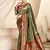 olive & red tissue paithani silk blend zari weaving with tussel  wedding wear saree