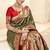 olive & red tissue paithani silk blend zari weaving with tussel  wedding wear saree