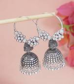 Ethnic silver oxidizedboho jhumka earrings for women 