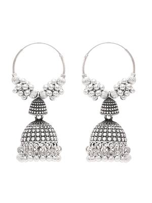 Ethnic silver oxidizedboho jhumka earrings for women  2