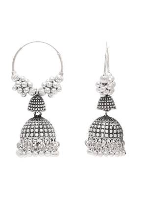 Ethnic silver oxidizedboho jhumka earrings for women  3