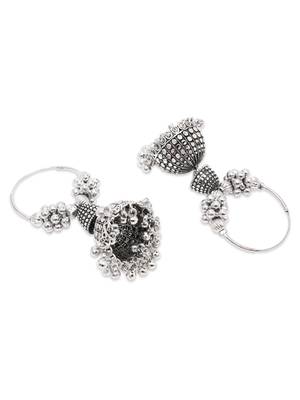 Ethnic silver oxidizedboho jhumka earrings for women  4
