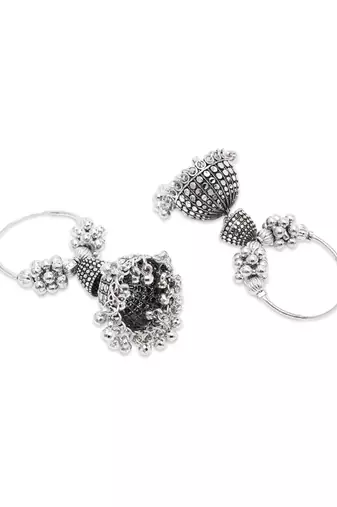 Ethnic silver oxidizedboho jhumka earrings for women 