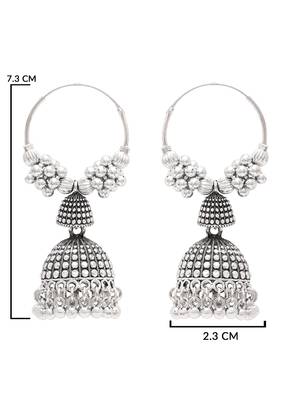 Ethnic silver oxidizedboho jhumka earrings for women  5