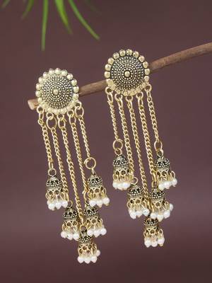 Multi layered dangle jhumka earrings for women  1