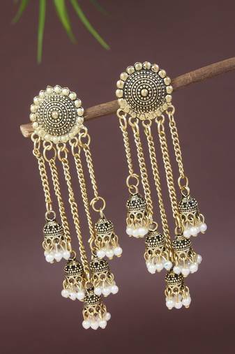 Multi layered dangle jhumka earrings for women (e3298fl)