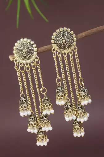 Multi layered dangle jhumka earrings for women (e3298fl)