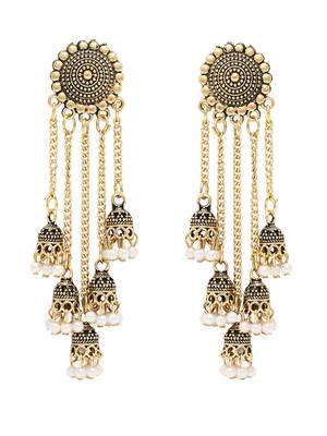 Multi layered dangle jhumka earrings for women  2