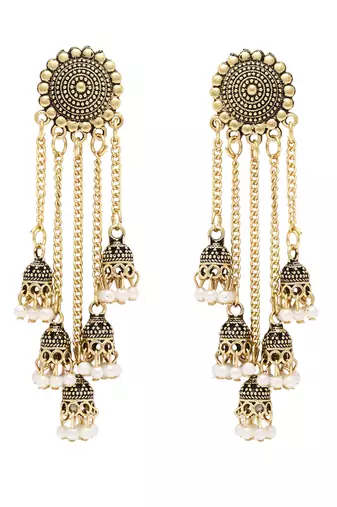 Multi layered dangle jhumka earrings for women 