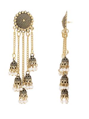 Multi layered dangle jhumka earrings for women  3