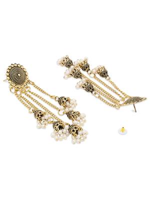 Multi layered dangle jhumka earrings for women  4