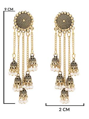 Multi layered dangle jhumka earrings for women  5