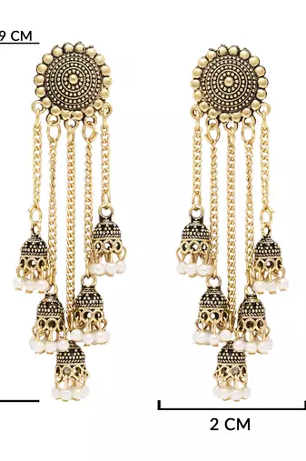 Multi layered dangle jhumka earrings for women 