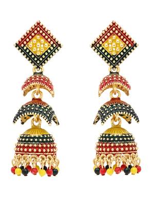Multicolor meenakari jhumka earrings for women  1