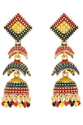 Multicolor meenakari jhumka earrings for women (e3299mul)
