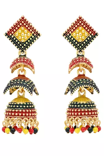 Multicolor meenakari jhumka earrings for women 