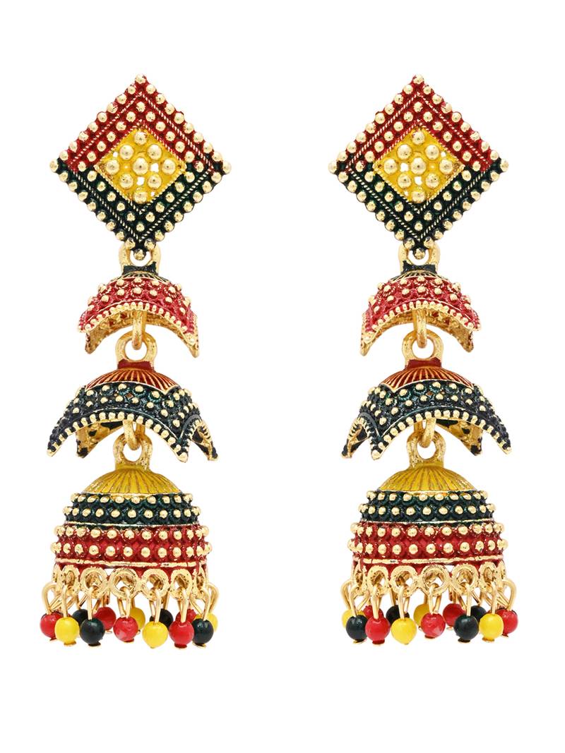 Multicolor meenakari jhumka earrings for women (e3299mul)
