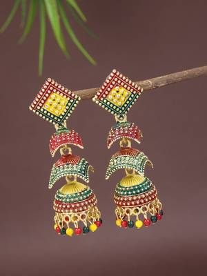 Multicolor meenakari jhumka earrings for women  2
