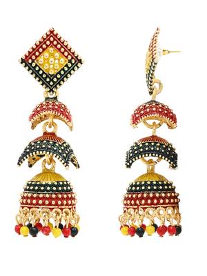 Multicolor meenakari jhumka earrings for women  3