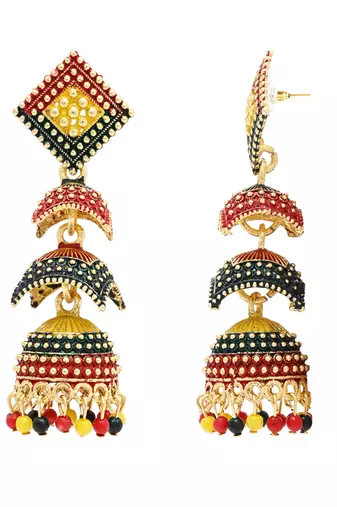 Multicolor meenakari jhumka earrings for women 