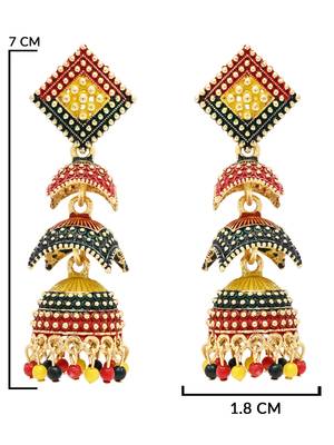 Multicolor meenakari jhumka earrings for women  5