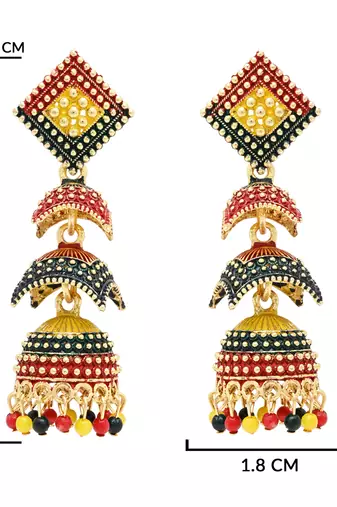 Multicolor meenakari jhumka earrings for women 