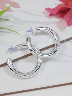Small fancy half hoop earrings for women  1