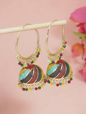 Multicolor meenakari jhumka earrings for women  1