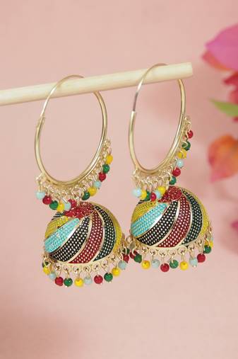 Multicolor meenakari jhumka earrings for women (e3307mul)