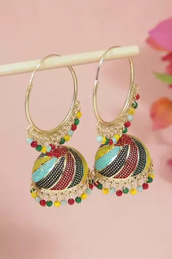 Multicolor meenakari jhumka earrings for women 