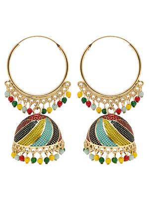 Multicolor meenakari jhumka earrings for women  2