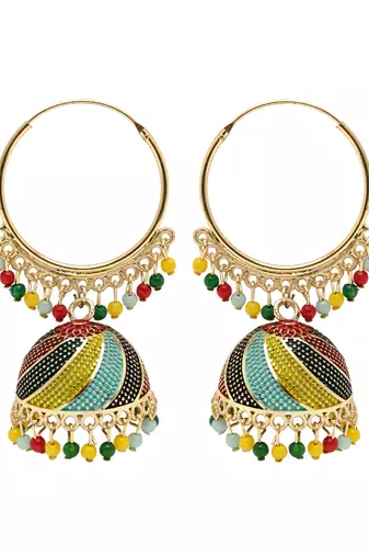 Multicolor meenakari jhumka earrings for women 