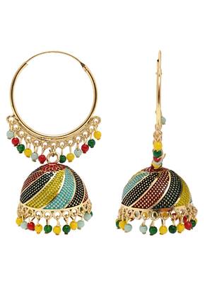 Multicolor meenakari jhumka earrings for women  3