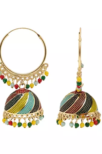 Multicolor meenakari jhumka earrings for women 