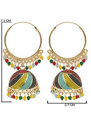 Multicolor meenakari jhumka earrings for women  5