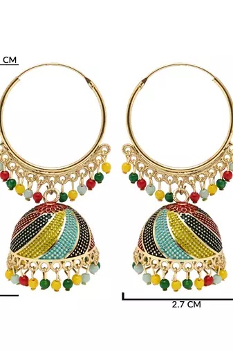 Multicolor meenakari jhumka earrings for women 