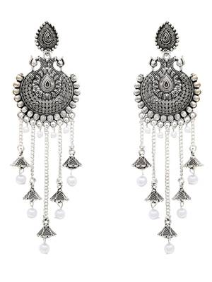 Ethnic silver oxidizedstyle dangle jhumka earrings for women (e3319ox) 2