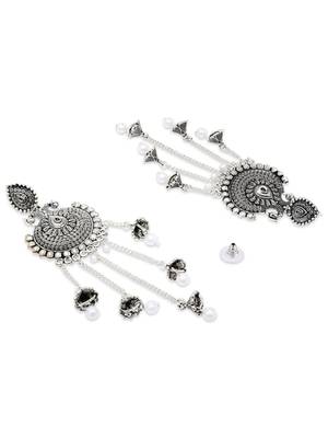 Ethnic silver oxidizedstyle dangle jhumka earrings for women (e3319ox) 3