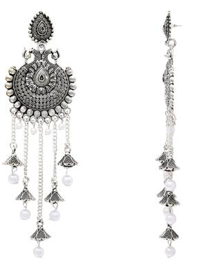 Ethnic silver oxidizedstyle dangle jhumka earrings for women (e3319ox) 4