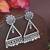 Ethnic silver oxidizedtriangle shaped dangle earrings for women (e3309ox)