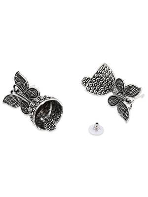 Ethnic silver oxidizedbutterfly jhumka earrings  4