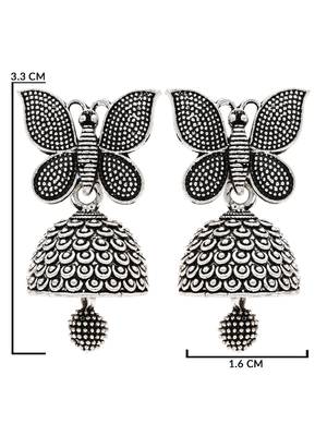 Ethnic silver oxidizedbutterfly jhumka earrings  5