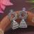 Ethnic silver oxidizedstyle dangle jhumka earrings for women (e3312ox)