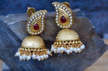 Antique Matte Gold Jhumkas 1