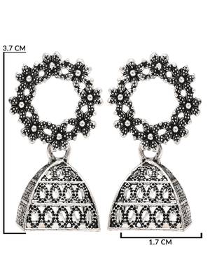 Ethnic silver oxidizedstyle dangle jhumka earrings for women  5