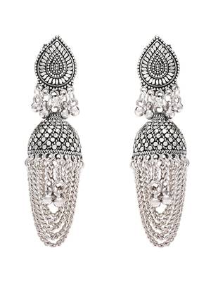 Ethnic silver oxidizedstyle jhumka earrings for women  2