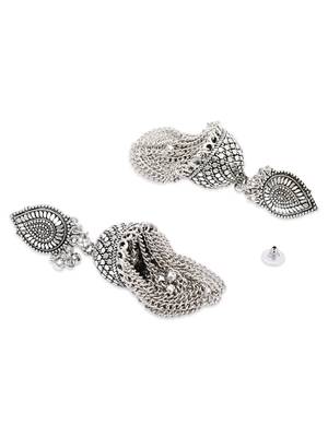 Ethnic silver oxidizedstyle jhumka earrings for women  4