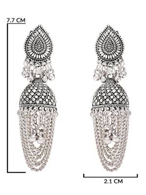 Ethnic silver oxidizedstyle jhumka earrings for women  5