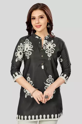 Saree swarg poly crepe printed short kurti