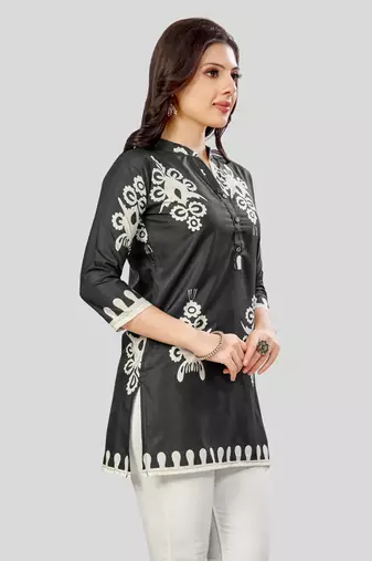  poly crepe printed short kurti
